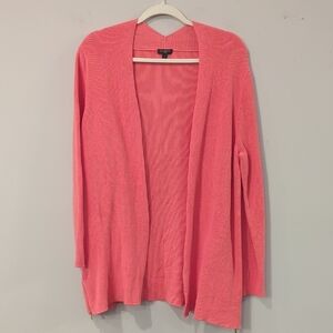 Talbots Coral Open Front Cardigan Cotton Blend Stretch Size XL Pockets